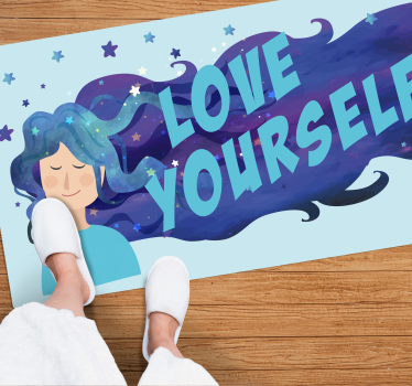 Hou van jezelf illustratie vinyl tapijt zinnen en teksten - TenStickers