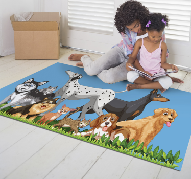 Honden verzamelen vinyl tapijt meer kinderen - TenStickers