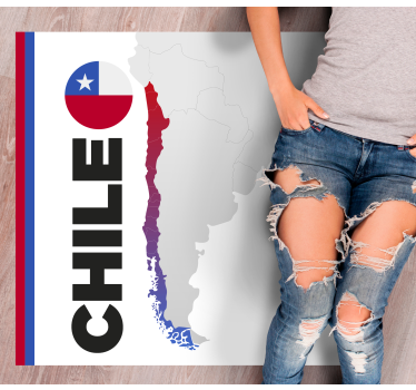 Kaart van chili vinyl tapijt wereldkaart - TenStickers