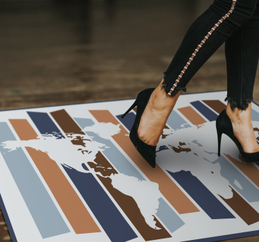 Abstract strepenmotief vinyl tapijt wereldkaart - TenStickers