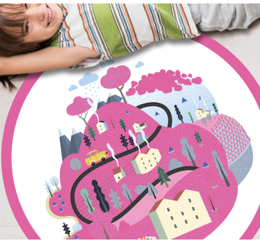 Kleurrijk dorpsgezicht vinyl tapijt snelwegen - TenStickers