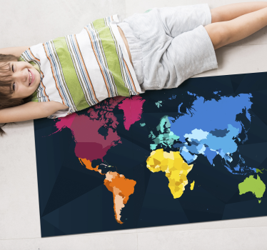 Kleurrijke cartografie vinyl tapijt wereldkaart - TenStickers