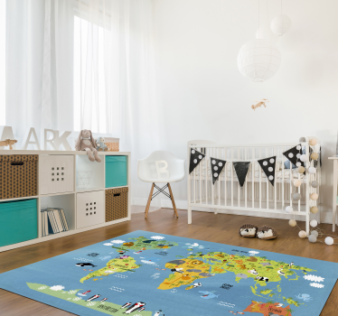 Kleurrijke Educatieve Cartografie Wereldkaart vinyl tapijt - TenStickers