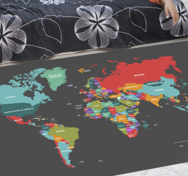 Kleurrijke kaart vinyl tapijt wereldkaart - TenStickers