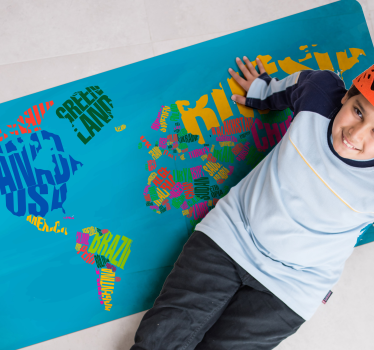 Kleurrijke kaartmontage vinyl tapijt wereldkaart - TenStickers