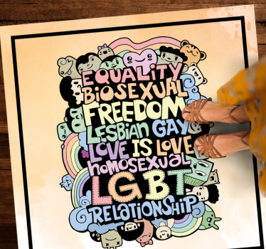 Kleurrijke lgbt-boodschap vinyl tapijt zinnen en teksten - TenStickers