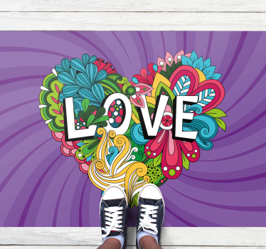 Kleurrijke liefdeillustratie vinyl tapijt zinnen en teksten - TenStickers