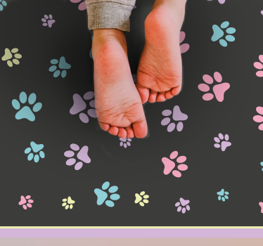 Kleurrijke pootafdrukken vinyl vloerkleed dierenprint - TenStickers