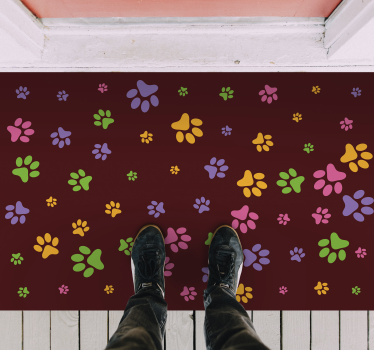 Kleurrijke pootpatronen vinyl vloerkleed dierenprint - TenStickers