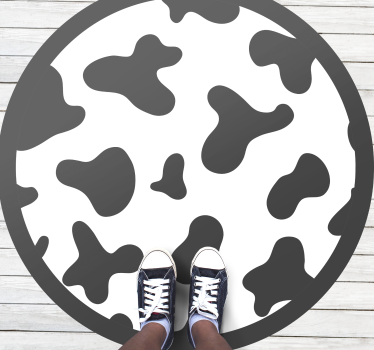 Koeienhuid cirkelvormig motief vinyl vloerkleed dierenprint - TenStickers