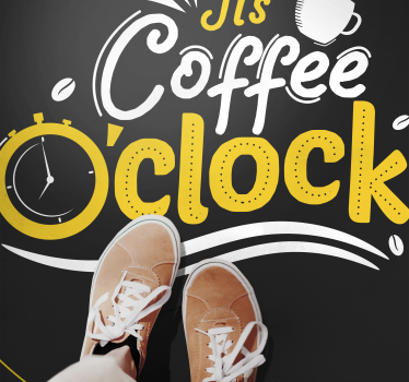 Koffie uur vinyl tapijt zinnen en teksten - TenStickers