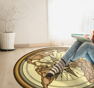 Kompas wereldatlas vinyl tapijt wereldkaart - TenStickers