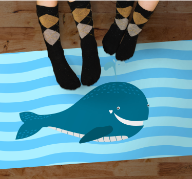 Lachende walvisillustratie vinyl tapijt kind - TenStickers