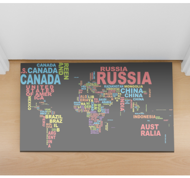 Landen typografie vinyl tapijt wereldkaart - TenStickers