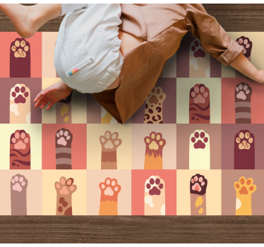 Levendige pootafdrukken vinyl vloerkleed dierenprint - TenStickers