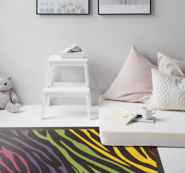 Levendige zebrastrepen vinyl vloerkleed dierenprint - TenStickers