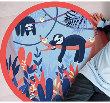 Luiaard jungle scène vinyl vloerkleed dierenprint - TenStickers