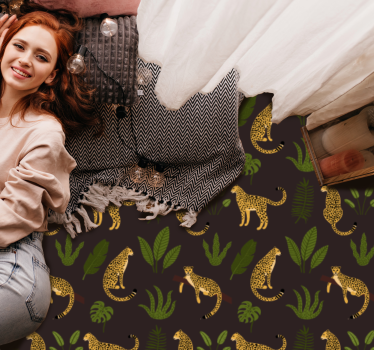 Luipaardbladpatroon vinyl vloerkleed dierenprint - TenStickers