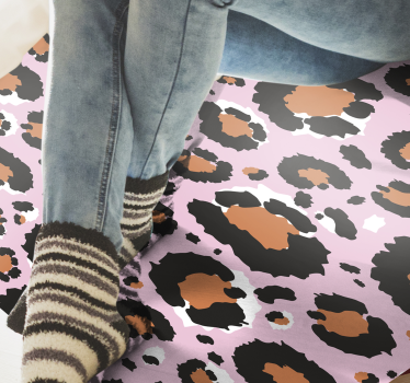 Roze luipaardmotief vinyl vloerkleed dierenprint - TenStickers