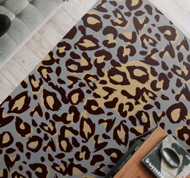 Grijze luipaardprint vinyl vloerkleed dierenprint - TenStickers