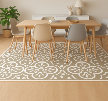 Monochromatische encaustische rand vinyl tapijt eetkamer - TenStickers