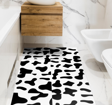 Zwart-witte koe vinyl vloerkleed dierenprint - TenStickers