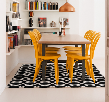 Monochroom ovaal ontwerp vinyl tapijt eetkamer - TenStickers