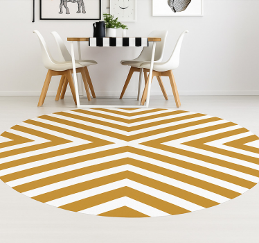 Mosterd chevronpatroon vinyl tapijt eetkamer - TenStickers