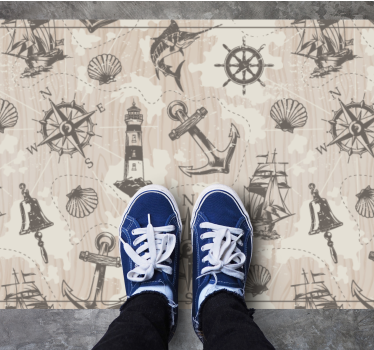 Nautische thema's vinyl tapijt wereldkaart - TenStickers