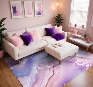 Paarse en roze tinten marmeren vinyl tapijt - TenStickers