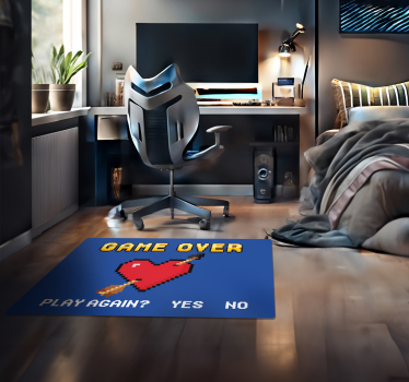 Pixeltjes Hart Game Over tekst vinyl tapijt - TenStickers