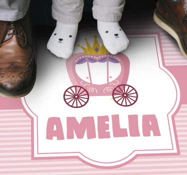 Op maat gemaakte prinsessenkoets vinyl tapijt meer kinderen - TenStickers