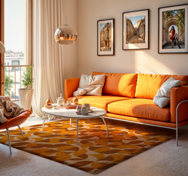 Retro vinyl tapijt woonkamer - TenStickers