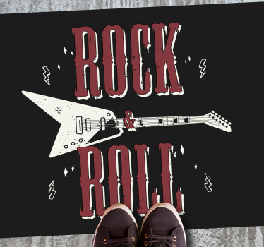 Rock-roll elektrische gitaar vinyl tapijt zinnen en teksten - TenStickers