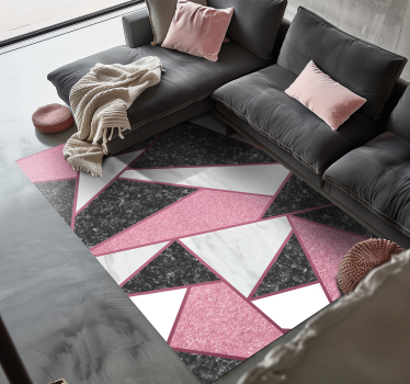 Roze en grijze geometrische vormen marmeren vinyl tapijt - TenStickers