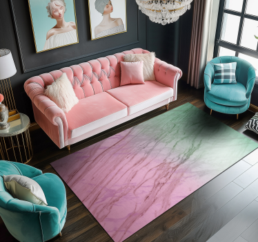 Roze en groene pastelkleur marmeren vinyl tapijt - TenStickers