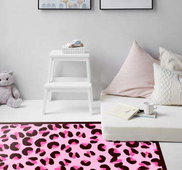 Roze luipaardpatroon vinyl vloerkleed dierenprint - TenStickers