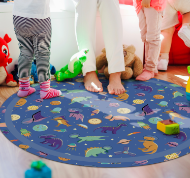 Ruimte dinosaurus rond vinyl tapijt kind - TenStickers
