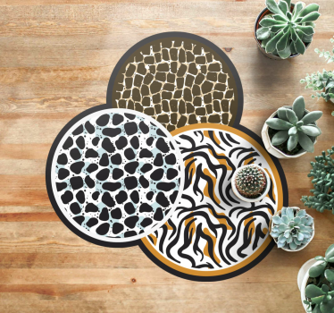 Safari-motief trio vinyl vloerkleed dierenprint - TenStickers