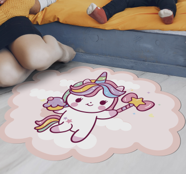 Baby eenhoorn met toverstaf vinyl tapijt kind - TenStickers