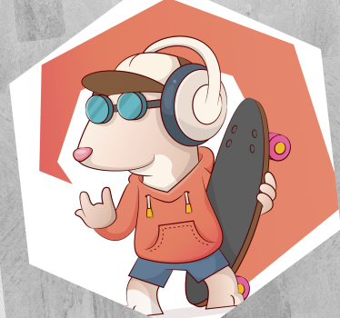 Skater muis illustratie vinyl tapijt meer kinderen - TenStickers