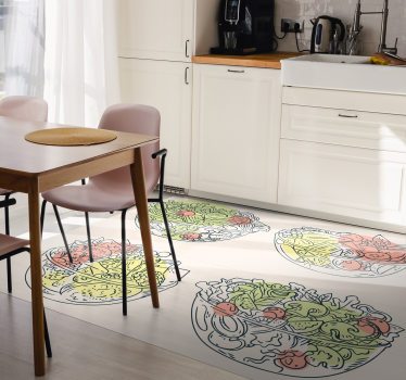 Slakom illustraties vinyl tapijt eetkamer - TenStickers