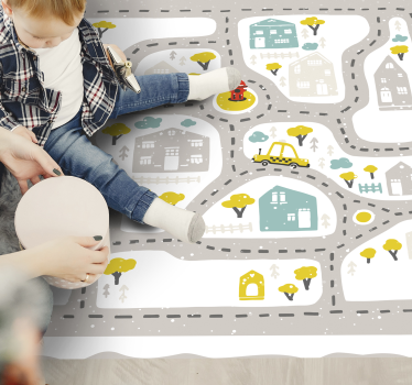 Speels stadsparcours vinyl tapijt meer kinderen - TenStickers