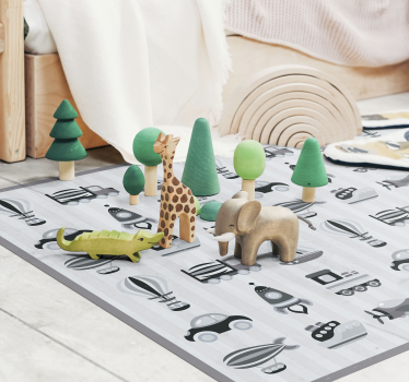 Speels vervoer vinyl tapijt kind - TenStickers