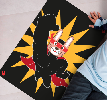 Superheld konijnenavontuur vinyl tapijt kind - TenStickers