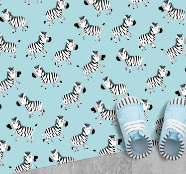 Tekenfilmzebra's vinyl tapijt kind - TenStickers
