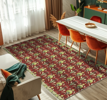 Traditioneel groen ontwerp vinyl tapijt eetkamer - TenStickers