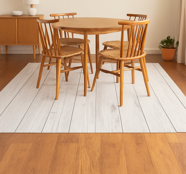 Verweerd wit hout vinyl tapijt eetkamer - TenStickers