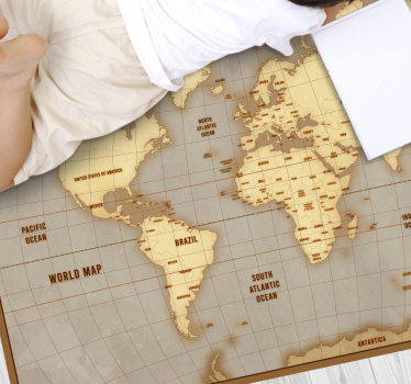 Vintage beige lay-out vinyl tapijt wereldkaart - TenStickers