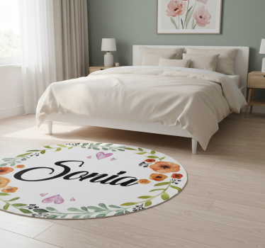 Vinyl tapijt bloemen en planten aanpasbare bloemenkrans - TenStickers